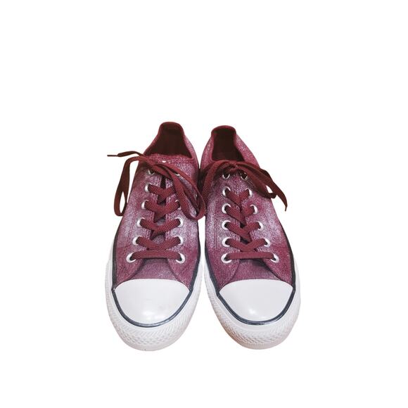 Converse Chuck Taylor All Star Low Top Sneaker In Dark Red/Silver Women's Size 8 - Picture 2 of 8